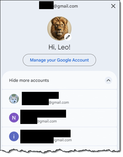 Several accounts in Gmail.