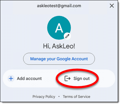 Gmail sign out.