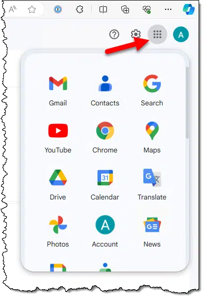 Other available Google services.