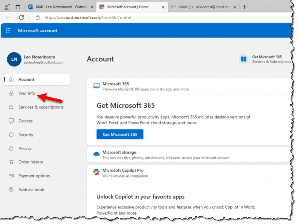 Microsoft Account page.