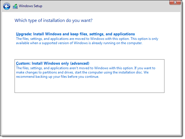Windows 11 Setup Installation Type