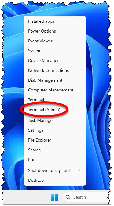 Running an Admin command prompt.