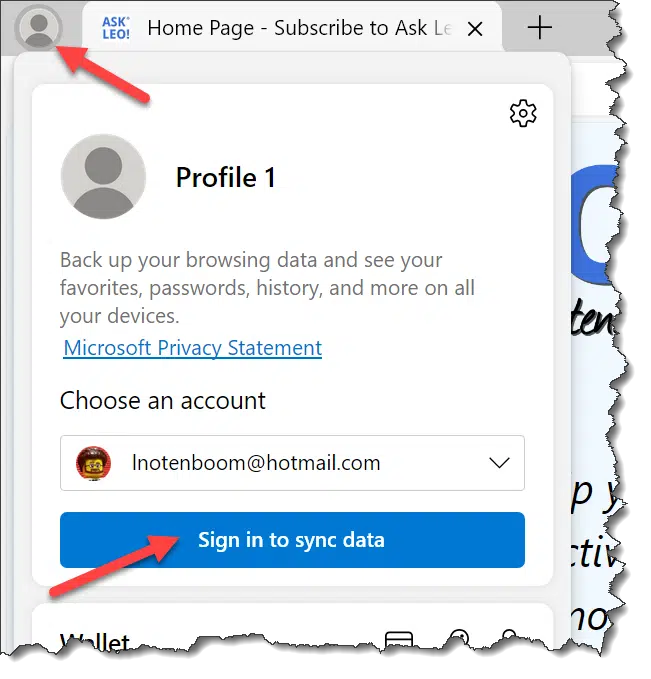 Edge Profile Signin