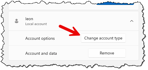 Change account type button.