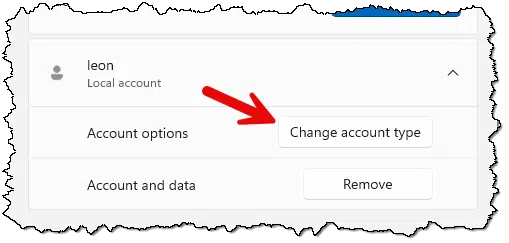 Change account type button.