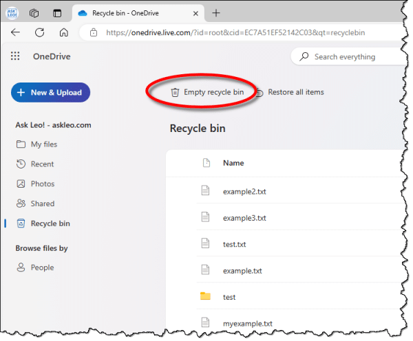 OneDrive Recycle Bin