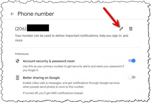 Editing your phone number.