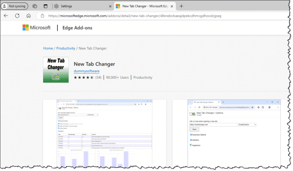 New Tab Changer in the Edge Add-ons store.
