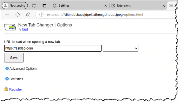 New Tab Changer options.