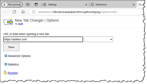 New Tab Changer options.