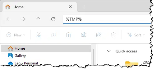 %TMP% in Windows File Explorer