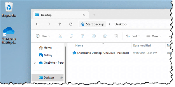 Shortcut placed in your Desktop folder (shown here both in the folder and on the desktop).