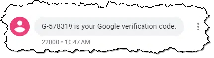Verification SMS message.