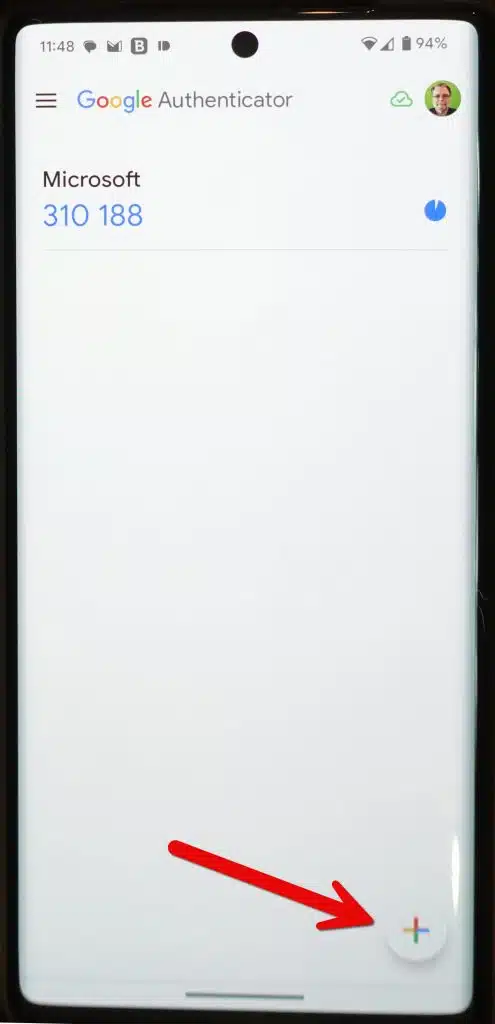 Google Authenticator Add button.