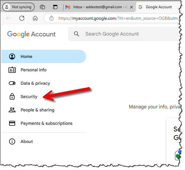 Google Account Security link.