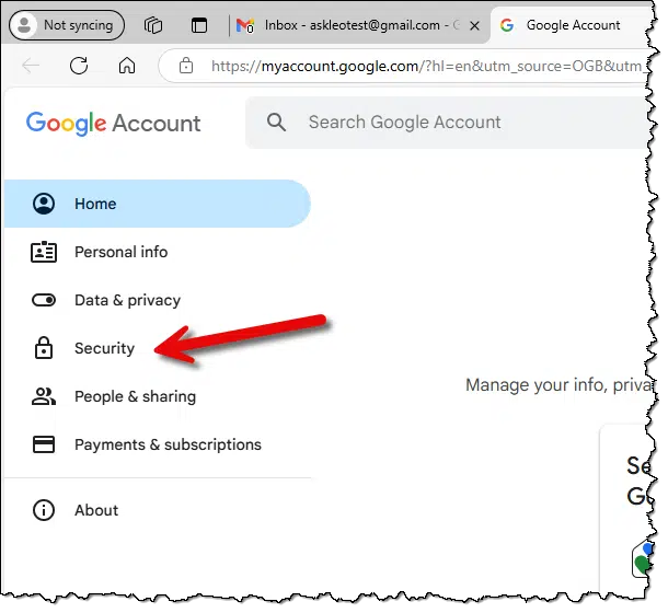 Google Account Security link.