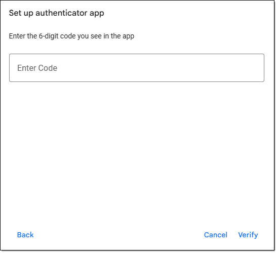 Verifying 2FA setup.