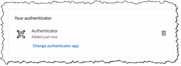Authenticator configured and listed with your account.
