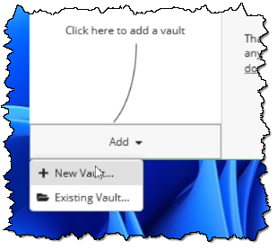 Adding a new vault in Cryptomator.