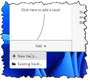 Adding a new vault in Cryptomator.