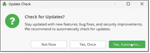 Cryptomator update options.
