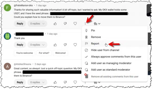 Reporting a crypto-scam.