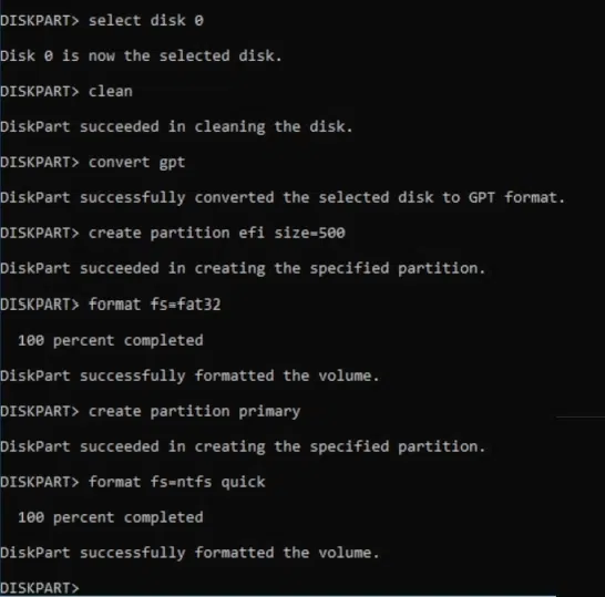 Partitioning in Diskpart