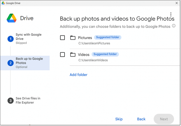 Backing up photos with Google Drive.