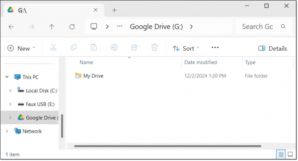 Google Drive in Windows File Explorer