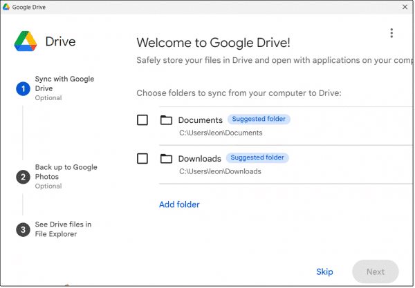 Google Drive Sync Folders