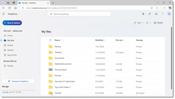 "My Files" in OneDrive