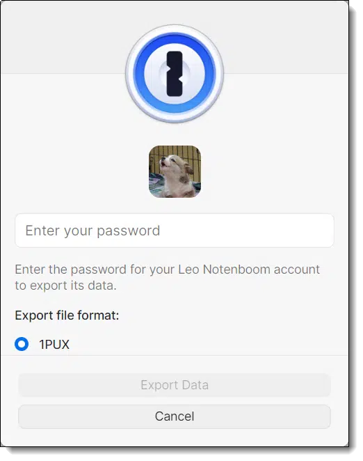 1Password vault export.