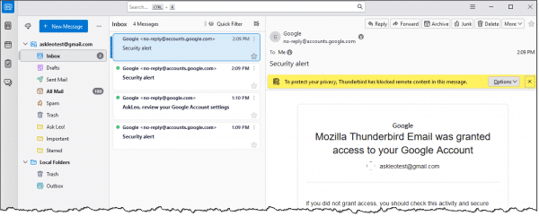 Gmail in Thunderbird.