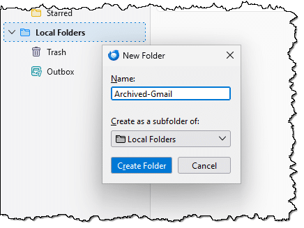 Creating a new local folder.