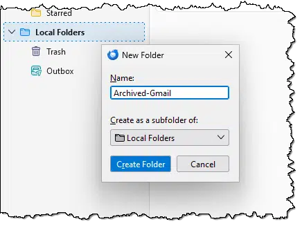 Creating a new local folder.