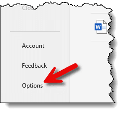 Word->Settings->Options