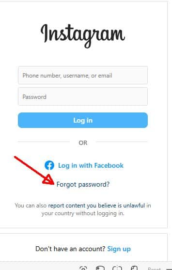 Forgot Insta Password