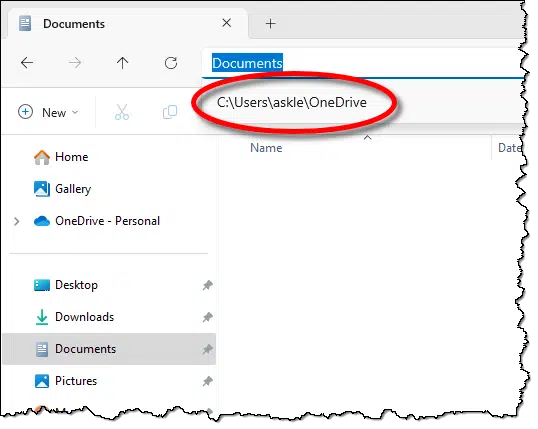 This Documents folder lives within OneDrive.