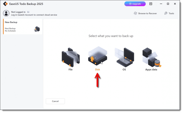 EaseUS Todo What to Back Up Selection.