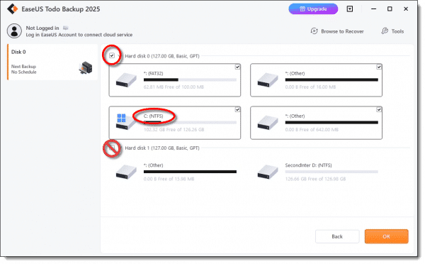 EaseUS Todo Disk Selection.