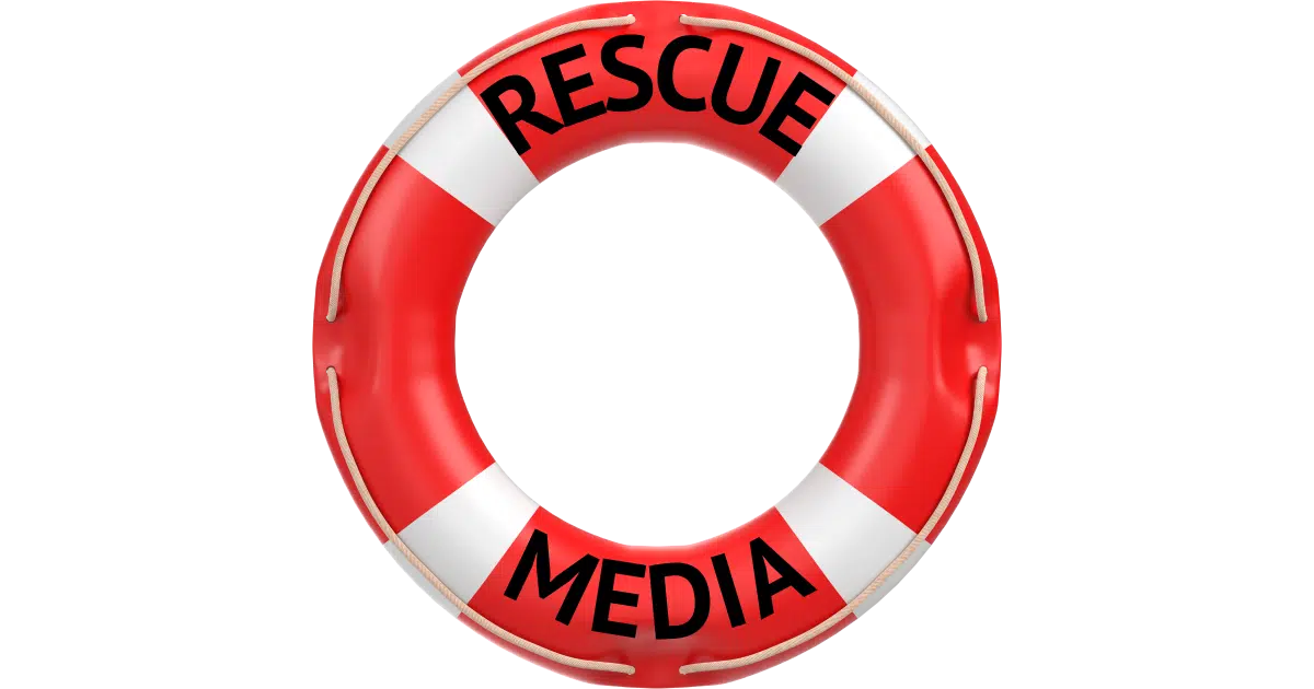 Life ring labeled "rescue media"