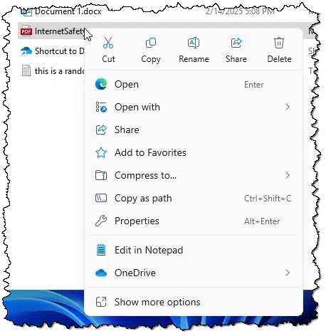 Windows 11 File Explorer Right-Click Menu.