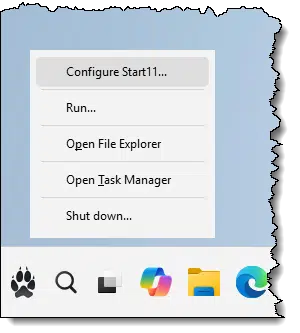 Start11 Configure link.